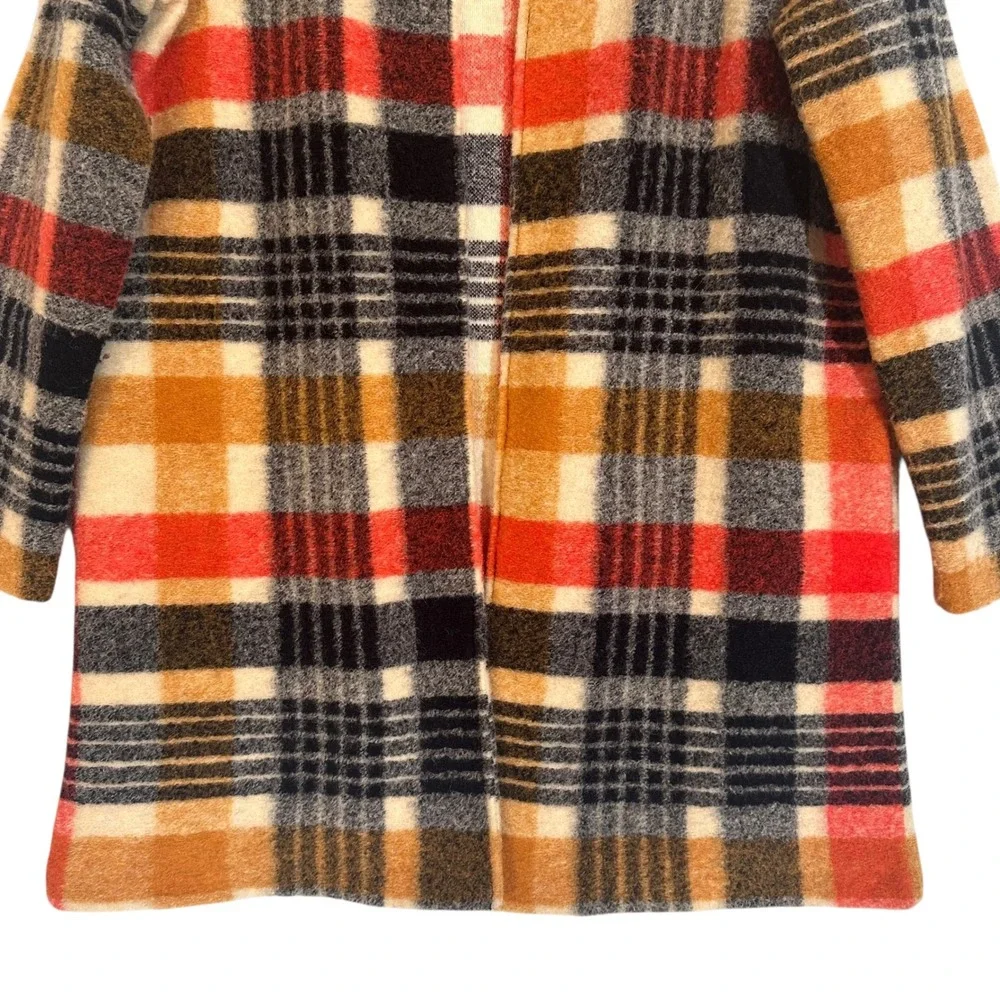 Cynthia Rowley Plaid Boucle‎ Wool Blend Duster Long Coat Jacket Womens Medium - Picture 5 of 12